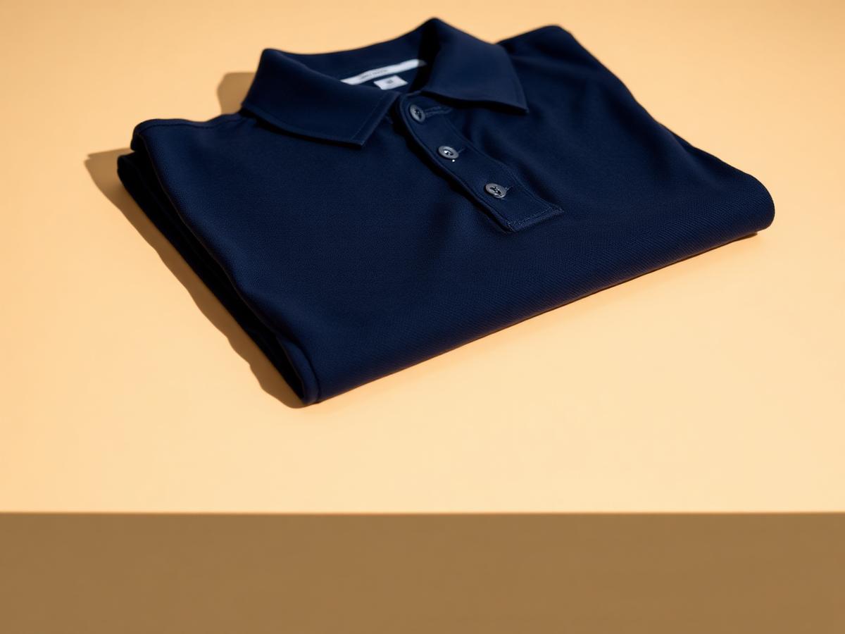 Navy work polo with discreet embroidered monogram